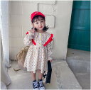 子供 新作 春秋 女 ワンピース プリンセススカート 赤ちゃん 波点 長袖 スカート