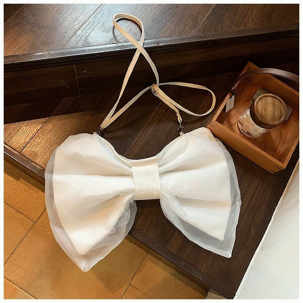 ショルダーバッグ 肩掛けバッグ リボン レース 布バッグ カバン レディース