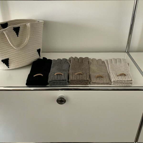 手袋 グローブ 5本指 毛糸 ニット 厚手 スマホタッチ レディース