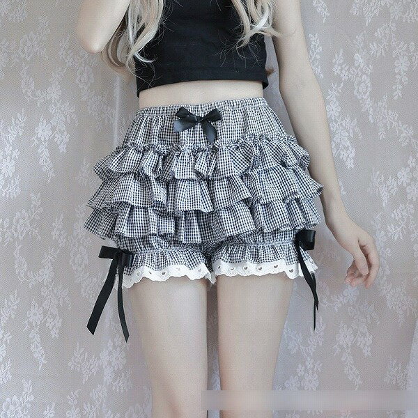 パンツ ボトムス ズボン レース レイヤード ショートパンツ フリル リボン レディース