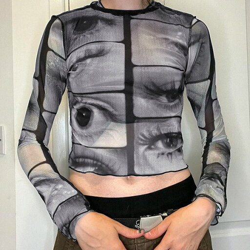トップス カットソー Tシャツ レース プリント 細身 スリム タイト クルーネック レディース トップス カットソー Tシャツ レース プリント 細身 スリム タイト クルーネック レディース