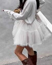 スカート ハイウェスト ミニスカート レイヤード レース Aライン レディース