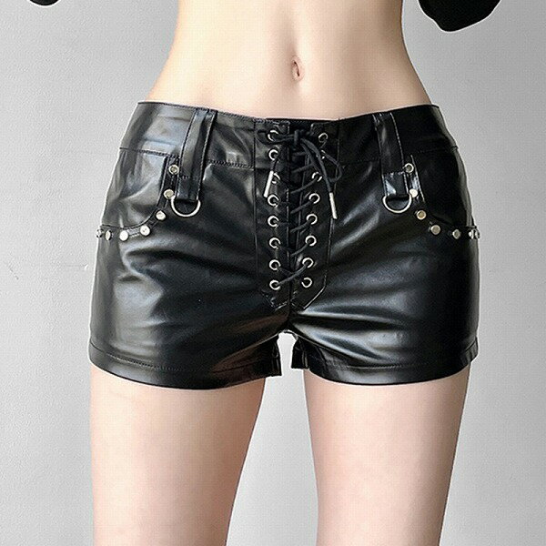 パンツ ボトムス ショートパンツ ホットパンツ PU フェイクレザー 細身 スリム タイト
