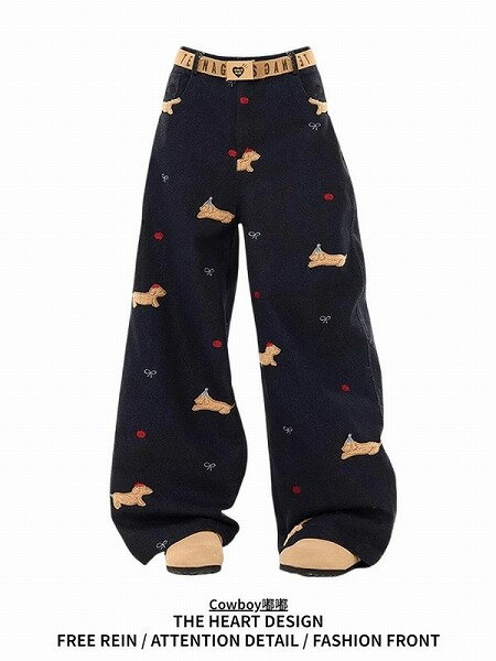 パンツ ボトムス ズボン デニム ジーンズ ジーパン アップリケ レディース