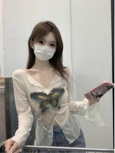 トップス カットソー Tシャツ ロンT 薄手 レース シースルー プリント レディース トップス カットソー Tシャツ ロンT 薄手 レース シースルー プリント レディース