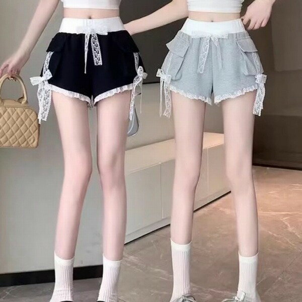 パンツ ボトムス ズボン ショートパンツ ホットパンツ レース 細身 タイト スリム レディース