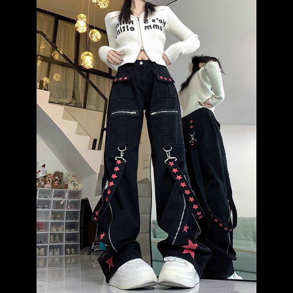 パンツ ボトムス ハイウェスト ジーパン デニム ズボン ベルト レディース