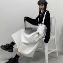 秋冬新作 スカート ジャンパースカート Aライン ショルダーベルト ハイウェスト レディース