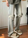 パンツ ボトムス デニム ジーンズ ズボン ストレートパンツ ウォッシュ加工 ヴィンテージ風(4)