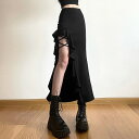 スカート ハイウェスト タイトスカート 細身 スリム スリット フリル レディース