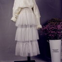 スカート ハイウェスト レース メッシュ シースルー Aライン レディース