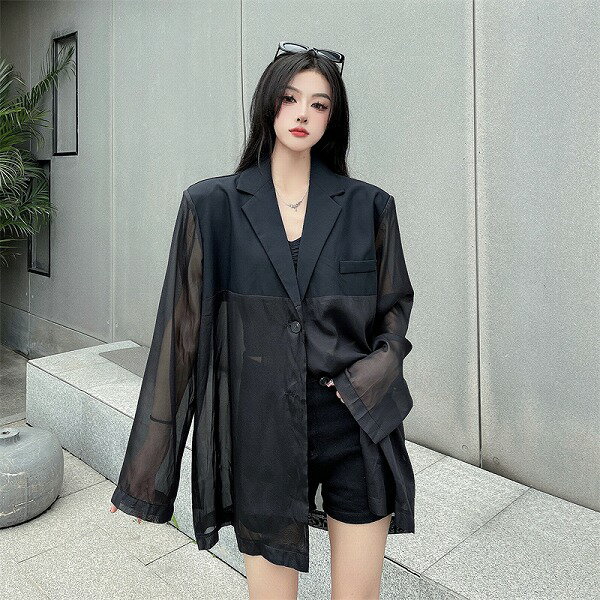 アウター ジャケット ブレザー 薄手 レース 長袖 シースルー 日焼け対策 UV対策 レディース