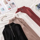 ニット トップス 長袖 レディース セーター ジップアップ