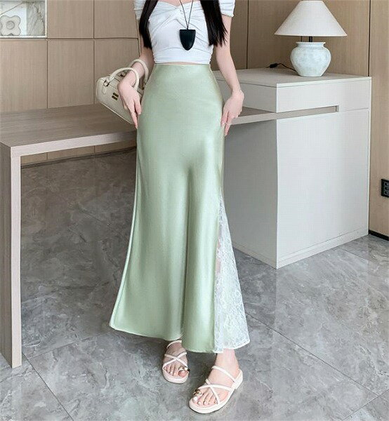 OMG！新しいスタイル INSスタイル 体型補正 春サマーコレクション 中国風ハイウエストサテンスカート