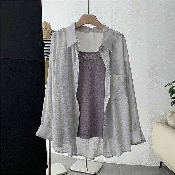 ひとつ上のオシャレを提案 上着 ベースシャツ 長袖 シャツ ベアトップ 2点セット 襟巻き