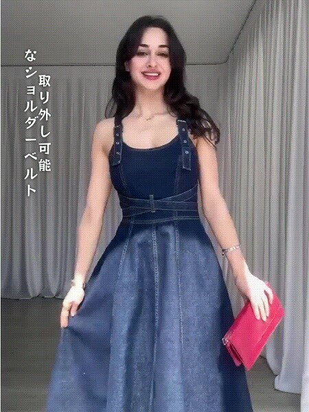 私の理想のタイプ 韓国ファッション ジャンパースカート 取り外し可能なショルダーベルト 夏