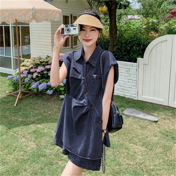 ブームが巻き起こる INSスタイル ジーンズ デニムパンツ カジュアル 快適である デニムセット 袖なし