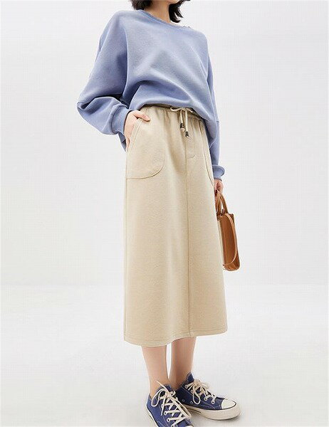 最新トレンド勢揃い ストレッチウエスト スプリット ニット スポーツガードスカート