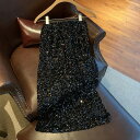 コーデに旬を取り入れる レディース スパンコール スカート ハイウエスト タイトスカート