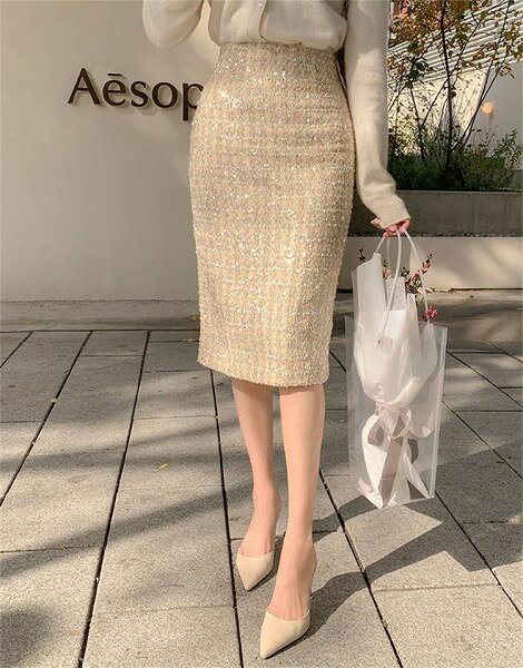 スカート 受け取って腰 スパンコール ミニスカート ロングスカート