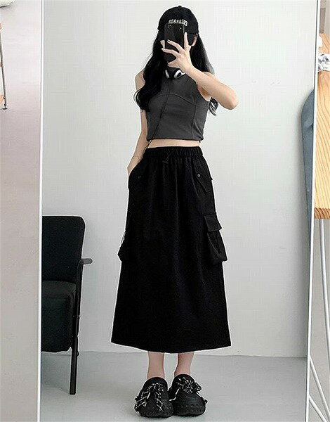 素敵な商品 スカート ロングスカート ハイウエスト Aライン 春と秋 大きいサイズ 怠惰な風