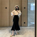 店長推薦 ハイウエスト ロングスカート フィッシュテールスカート ニット タイトスカート