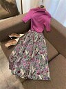 大人の魅力 上品 女性らしい ハイウエスト 大きい裾 スカート フリル ロングスカート