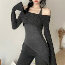 良い姿を見せて 長袖 Tシャツ 気質 ベスト トレンド 快適である 2点セット スリム トップス