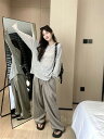 デートテクニック 韓国ファッション 丸首トップス 日よけします セット トップス ロングパンツ