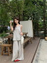 自信を持って 韓国ファッション ベアトップ カジュアルパンツ ワイドパンツ 夏 2点セット ストライプ