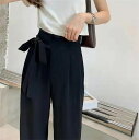 負担感のない綺麗さ ワイドパンツ ハイウエスト ロングパンツ ストレート ゆったりする(4)