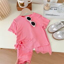 韓国ファッション ワイドパンツ 中小童 女の子 夏服 2点セット イレギュラー 半袖