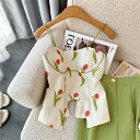 華やか新品入荷 韓国ファッション 2点セット 夏服 シフォン チューリップ ベアトップ ロングスカート
