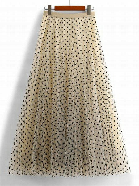 ブームが巻き起こる INSスタイル ロングスカート 快適である ギャザリング チュールスカート ドット