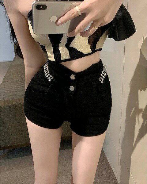 快適である ショートパンツ ストリート トレンド ハイウエスト ジーンズ