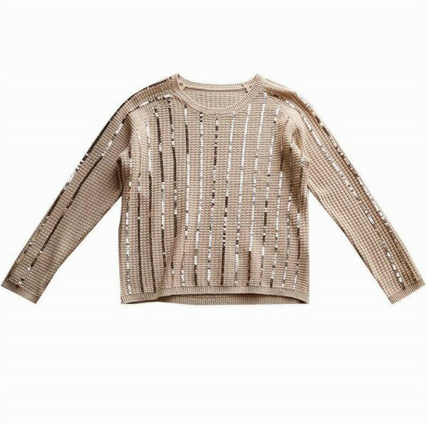 Newタイプついに入荷 韓国ファッション ギャザリング スパンコール トレンド 気質 ニットトップス