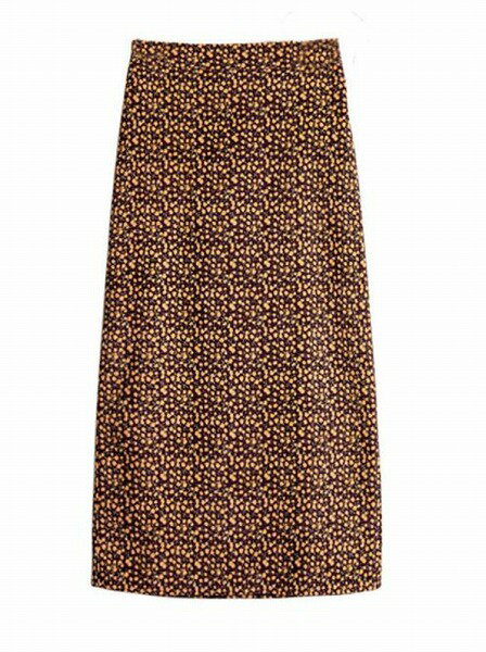 花柄 コーデュロイ スリム ハイウエスト スプリット 伸縮性のあるウエスト