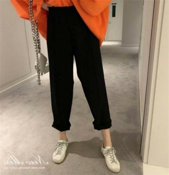 ナチュラルでシンプルなデザイン INSスタイル ハイウエスト ワイドパンツ ニット 大根パンツ 秋と冬