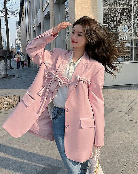 個性的なデザイン コート カジュアル スーツ 大人気 蝶結び 気質 新品 ジェントルスタイル