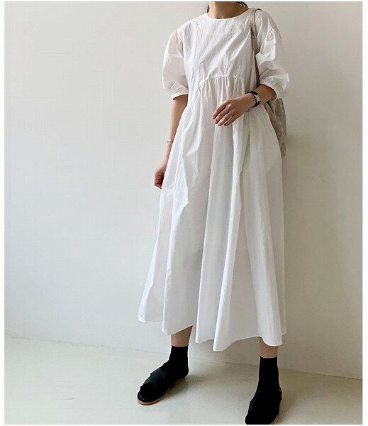 フォールド 夏 ゆったりする 新品 パフスリーブ ロングスカート 快適である