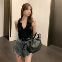 秒を穿いてレンズ王に変わる INSスタイル ホットガールスタイル 袖なし Tシャツ スリム 背透けて
