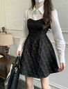 洗練されたオシャレを 長袖 フェイク2ピース 大人気 新品 Aライン ミニスカート 怠惰な風