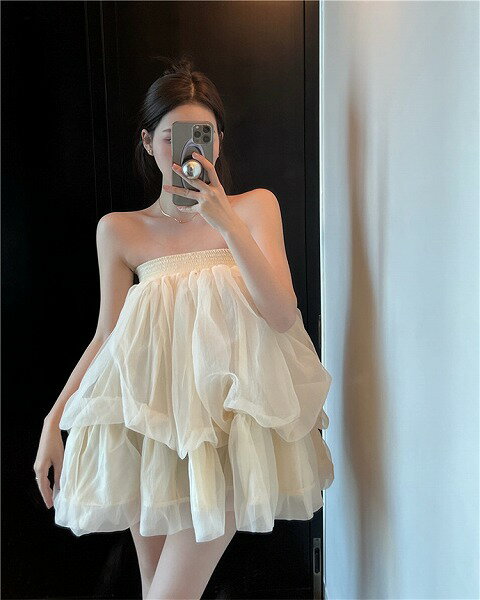 デートテクニック INSスタイル ミニスカート ロマンティック ケーキスカート セクシー 一言の肩