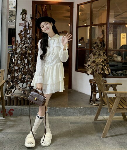 ドキドキ綺麗ですね INSスタイル ミニスカート 花びら袖 受け取って腰 スリム シャツワンピ ドキドキ綺麗ですね INSスタイル ミニスカート 花びら袖 受け取って腰 スリム シャツワンピ