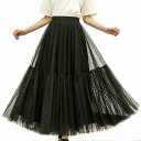 計算された美シルエット 春の新作 ドット レース レーヨン ロングスカート
