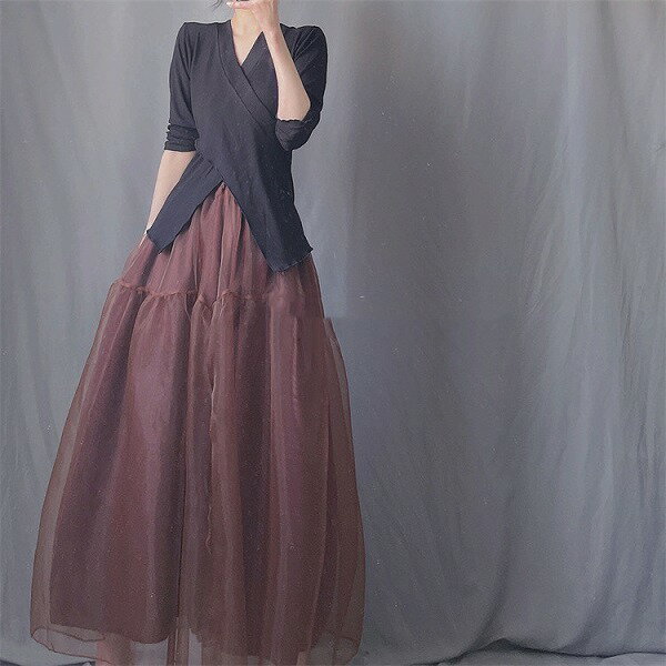 ブームが巻き起こる INSスタイル ハイウエスト Aライン スカート 大きい裾 ロングスカート