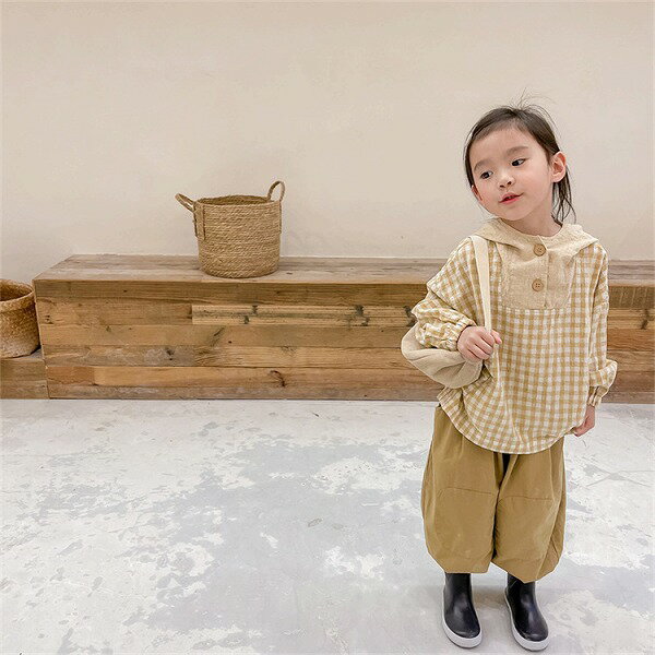 Newタイプついに入荷 INSスタイル フード付き シャツ パーカー 女の子 コート 子供 春 リネン 綿