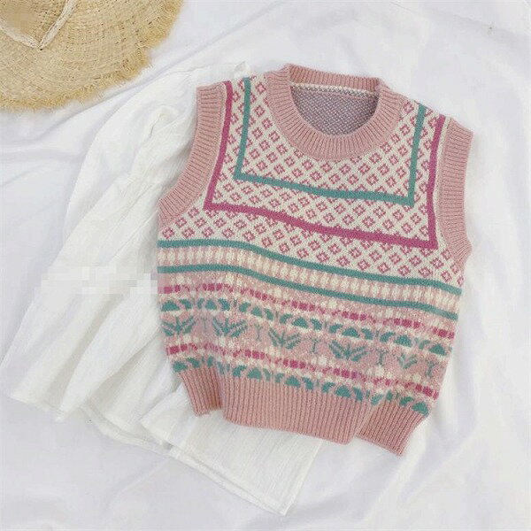 ブームが巻き起こる INSスタイル ラウンドネック ニットベスト トップス ロングパンツ 春 新作 セット