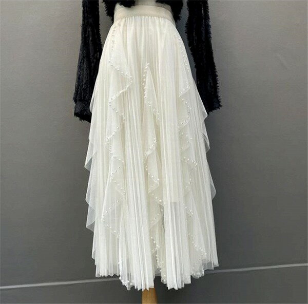 見た目カワイイ INSスタイル フリル スカート Aライン レーヨン 縫付 中・長セクション 大人気