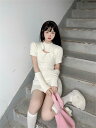 二文字:絶美 韓国ファッション スリム タイトスカート sweet系 ミニスカート ニットワンピース